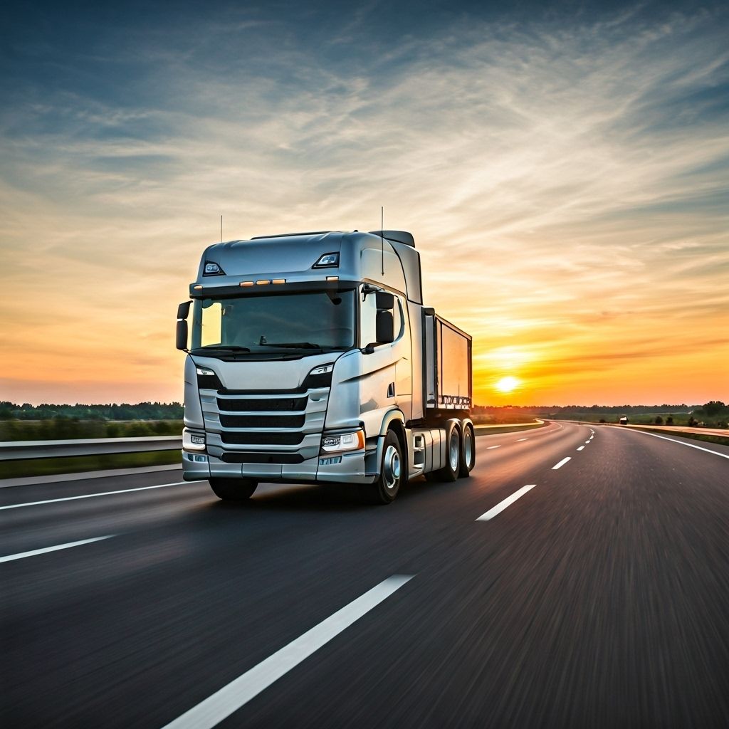 Professional semi truck on highway